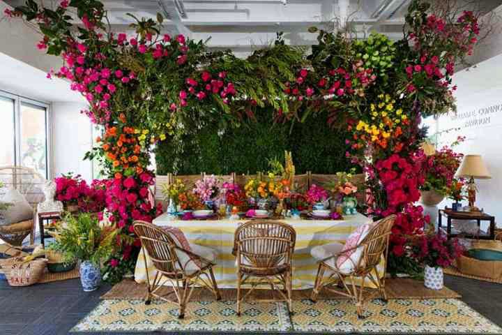 Floral wall installation for a corporate reception