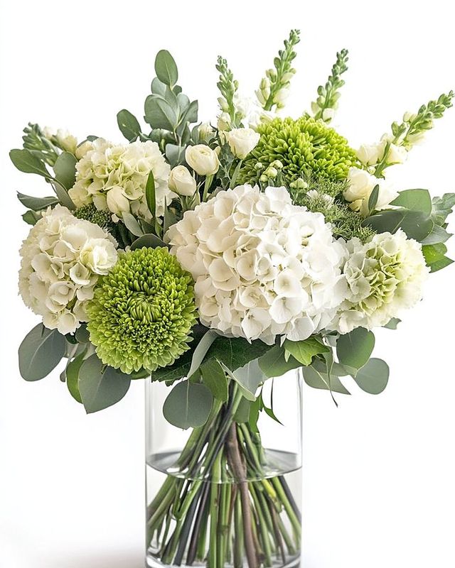 White hydrangea arrangement for a hotel lobby