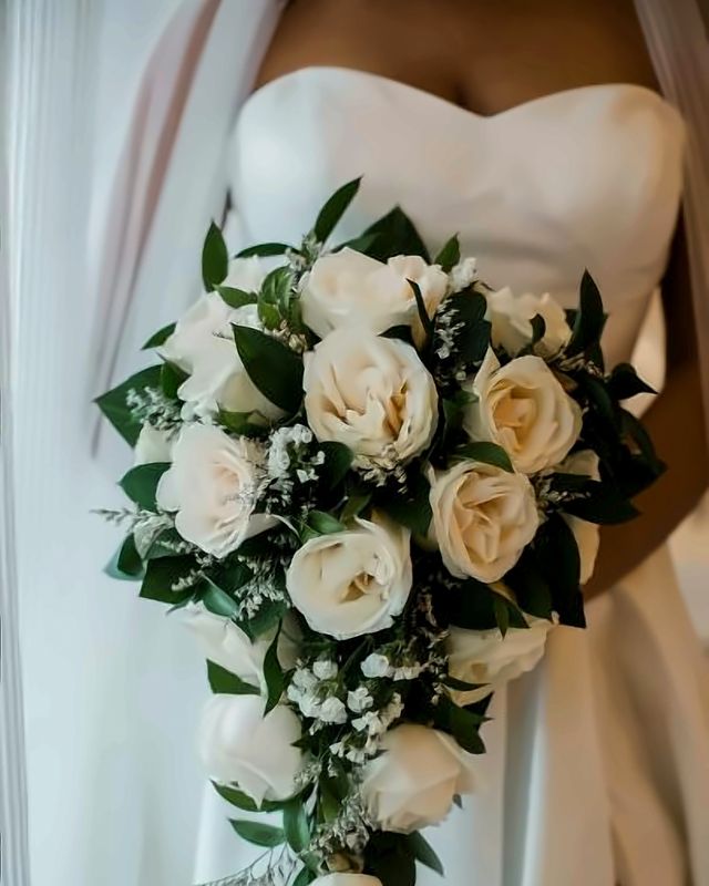 White rose bridal bouquet